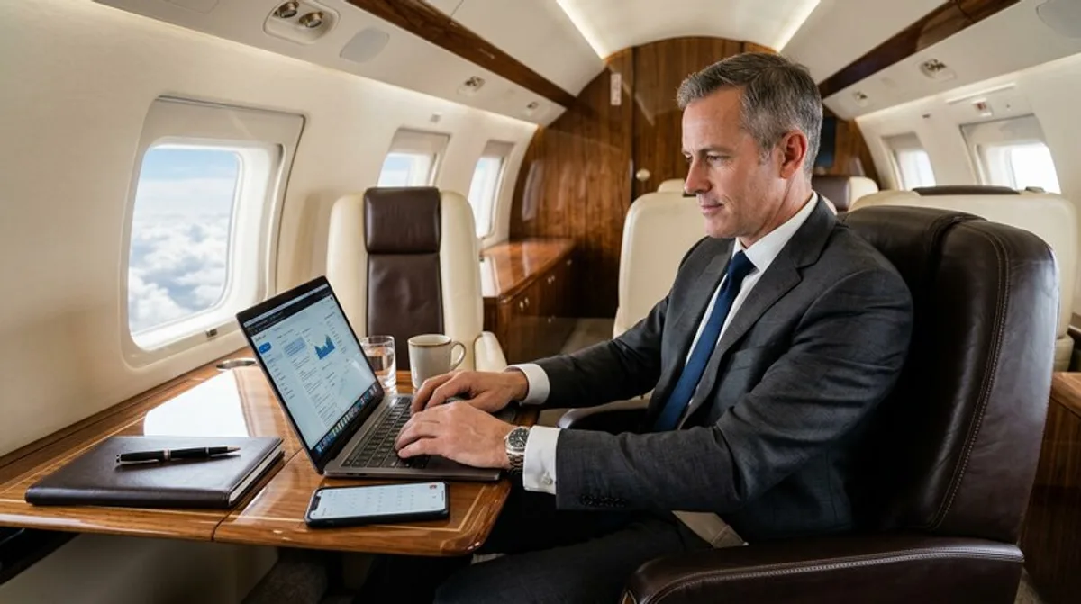 Trabajar a bordo de un jet privado
